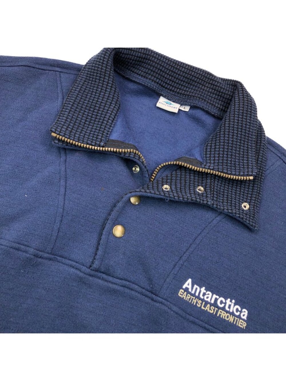 Discovery Men's Antartica 1/4 Snap/Zip Pullover Sweater Navy Blue • Large